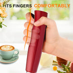 YUSWKO Red Rechargeable Milk Frother for Coffee with Stand, Handheld Drink Mixer with 3 Heads 3 Speeds Electric Stirrers for Latte, Cappuccino, Hot Chocolate, Egg