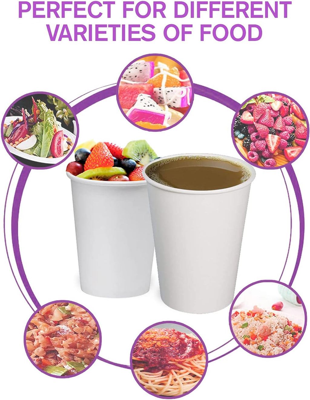 Smygoods White Disposable Paper Coffee Cups (8 OZ, 100 Count) For Hot Beverages, Tea, Espresso, Cocoa - To Go Drink Containers, Café & Office