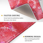 Valentines Day Dish Drying Mat for Kitchen Counter Red Heart Flower Decor Drying Mat 18 x 24 Inch with Absorbent Reversible Microfiber Dish Drying Pad Dish Rack Drainer Mat for Coffee Bar