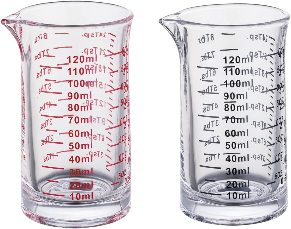 Ackers 4 Oz Glass Measuring Cup,Borosilicate Shot Glass with V-Shaped Spout(Pack of 2)
