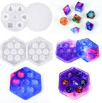 KISREL Dice Resin Molds, DND Dice Set and Organizer Box Epoxy Resin Mold with 7 Standard Stereoscopic Dice Cavities, Silicone Molds for Resin, DND Dice Set Making Kit, Table Board Game