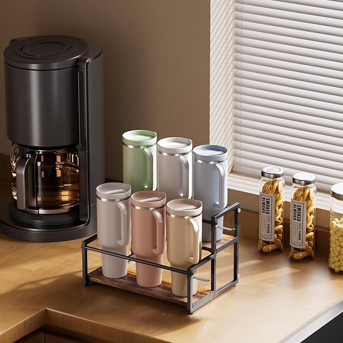 Water Bottle Organizer for Full Stanley and Others' Large Tumbler Organization, Pantry Kitchen Organizers and Storage for Cup Accessories, Water Bottle Holder Wine Rack - 2 Tier Hold 6