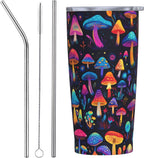 Mushroom Tumbler with Lid and Straw 20oz Coffee Tumblers Leakproof Stainless Steel Travel Mug Vacuum Insulated Cup for Iced and Hot