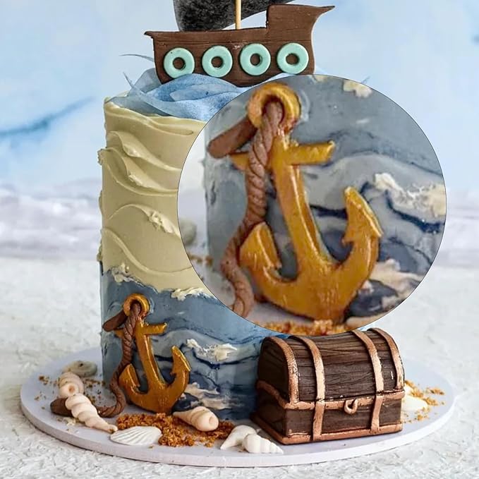 1Pcs Anchor Chocolate Fondant Mold, Food Grade Nautical Anchor Candy Silicone Mold, Suitable for Cupcake Decoration Soft Candy Biscuit Gum Making, Uv Resin Pendant Clay Plaster Modeling