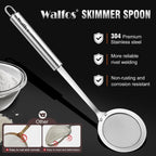Walfos Skimmer Spoon,304 Stainless Steel Fine Mesh Strainer,Foam Strainer Oil Filter,Ultra Fine Mesh Strainer Perfect For Separation Of The Floating Foam,Fat,Set fo 2