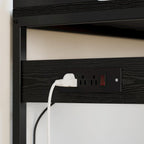 IRONCK Bakers Rack with 2 Storage Cabinets and Power Outlet, 45.3 Inch Industrial Coffee Bar Cabinet Shelves, Kitchen Microwave Stand with Storage, Vintage Black