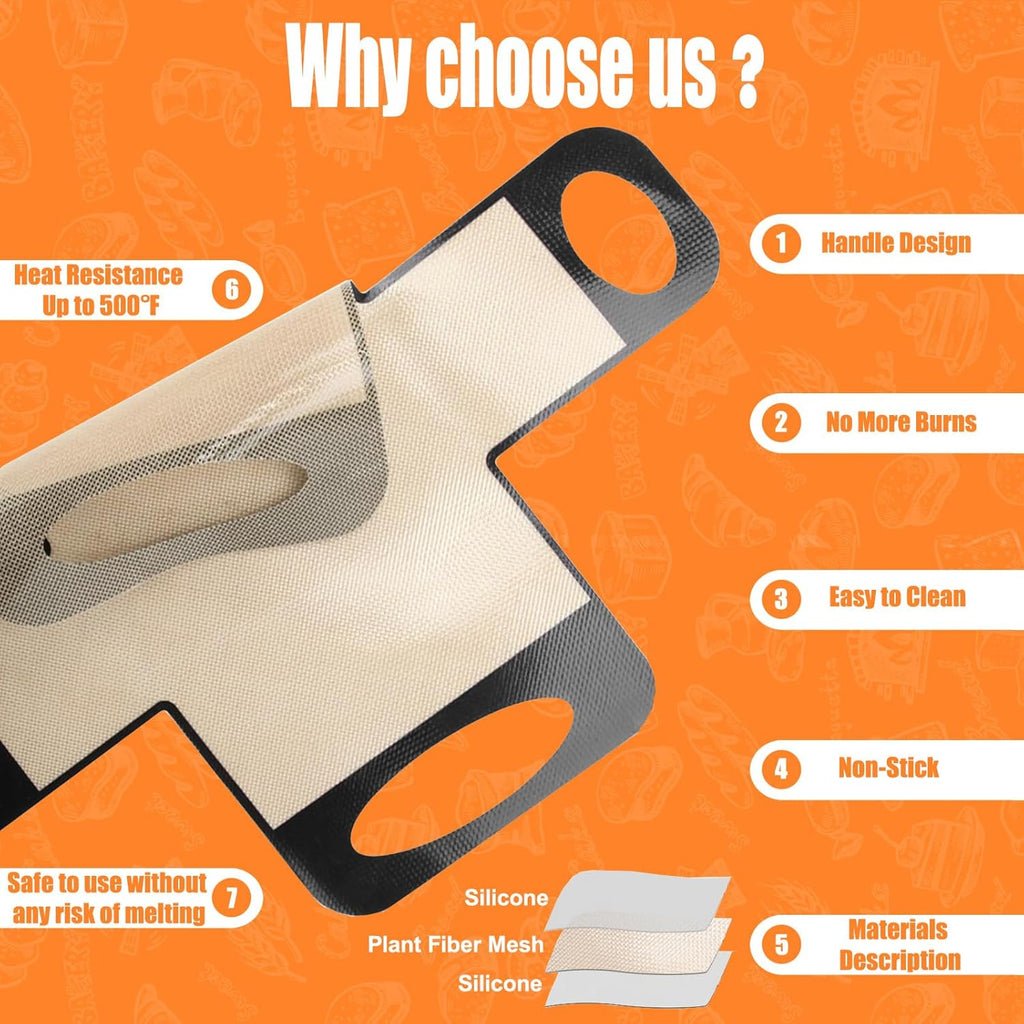 Reusable Silicone Bread Loaf Pan Liner, Food-Grade Silicone Bread Sling, Sourdough Bread Mat, Loaf Pan Lifters, Non-Stick&Easy Clean Dough Transfer Tool, Fits 9x5 or 1.5lb Loaf Pans, Black & Orange