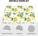 Tropical Lemon Leaves Dish Drying Mat, Highly Absorbent Microfiber Kitchen Counter Pad Reusable Washable, 18*24"