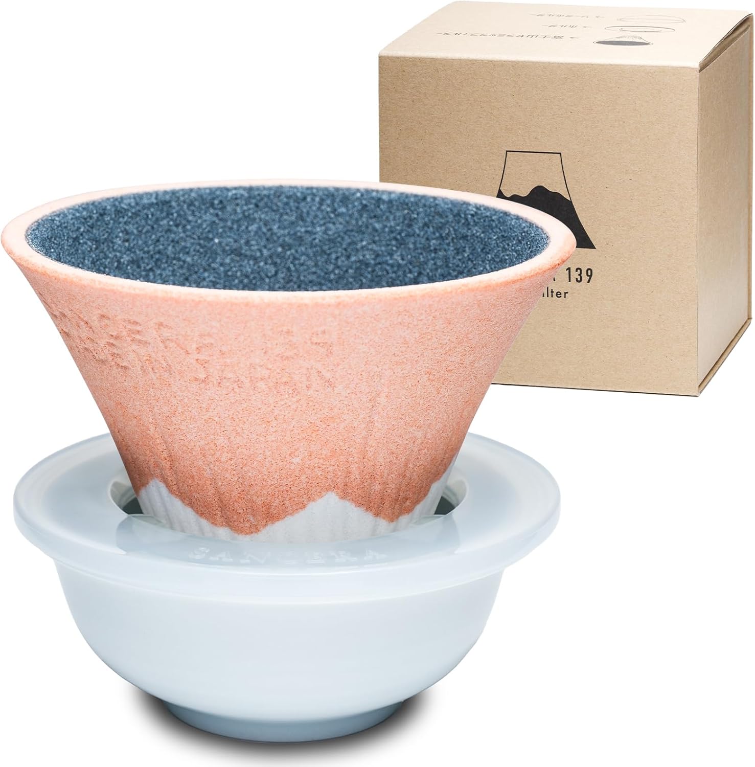 Ceramic Reusable Coffee Filter Dripper Paperless Sustinable Mt. Fuji Made in Japan (Orange)