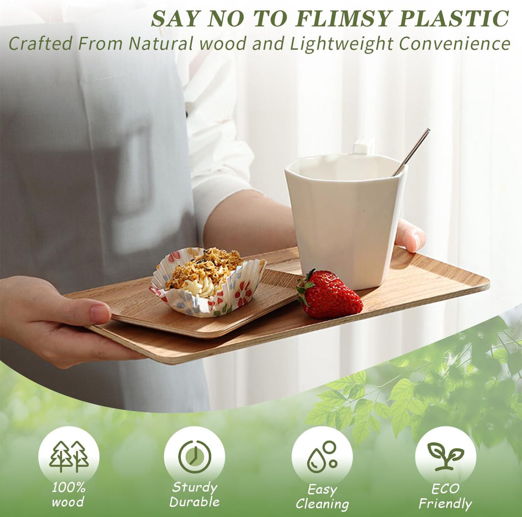 Wooden Trays for Eating, Decorative Serving Trays for Party, Great for Tea Tray, Bar Tray, Breakfast Tray - 11 x 14 Inch