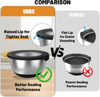 Stainless Steel Mixing Bowls with Lids – Set of 5 Large Nesting Metal Bowls for Kitchen, Baking, Cooking, Food Prep & Storage, Non-Slip Base, Dishwasher Safe,Black