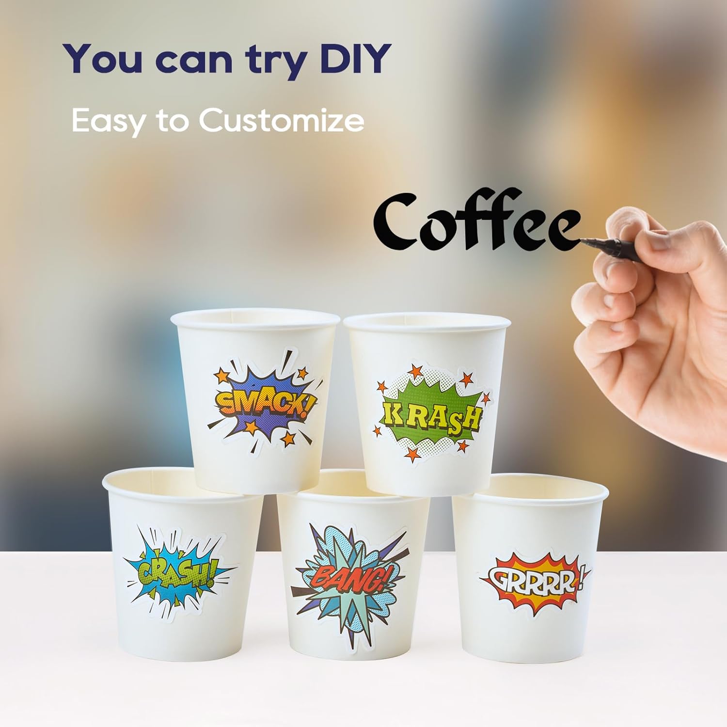 LITOPAK 300 Count 6 oz Paper Cups, Disposable White Paper Coffee Cups, Hot Beverage Drinking Cup for Coffee, Water, Juice, and Espresso