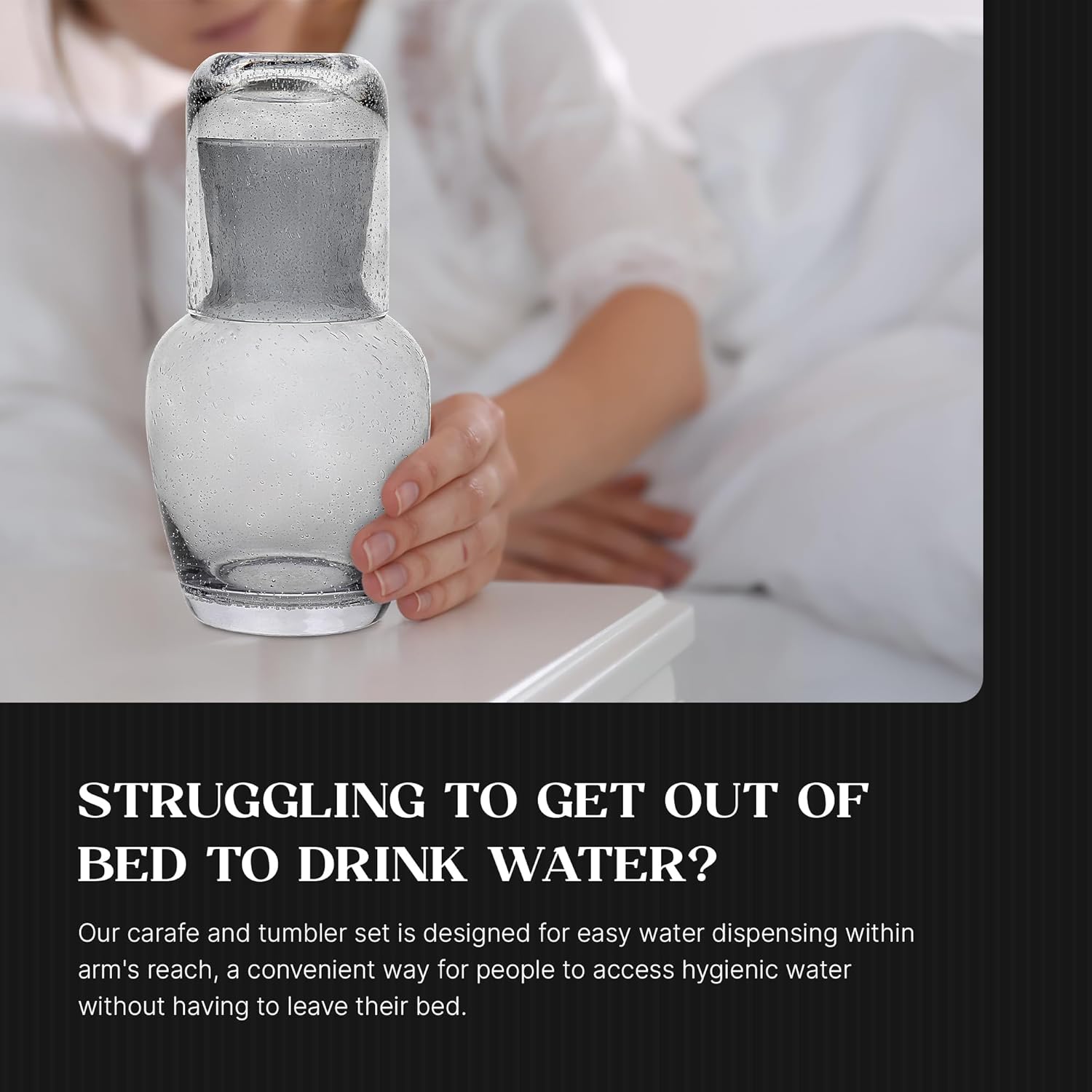 Bruno Magli Bubble Carafe | 2-Pc Set | Drinking Glass Tumbler Doubles as a Lid | Water Pitcher with Matching Cup for Office, Nightstand, Home, & Guest Room Décor | Gift Boxed | 28-Oz (Gray)