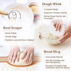 TeamFar Sourdough Bread Baking Supplies, 9” Round and 10” Oval Sourdough Starter Kit, Proofing Basket Set with Cloth Liner, Bread Lame, Whisk Dough, Bowl Scraper, Brush