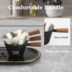 Mongdio 2 Pcs Espresso Measuring Cup, Stainless Steel Espresso Shot Cups with Wooden Handle and Double Spouts, 6.8OZ/200ML, Black