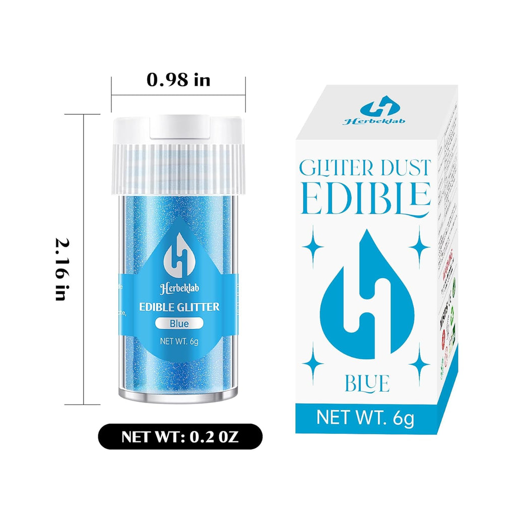 Blue Edible Glitter for Cocktails - 6g Blue Luster Dust Edible Drink Glitter Food Grade Metallic Shimmer Powder Sprinkles for Beverage Cake Chocolate Candy