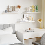 Floating Shelves for Wall, White Wood Wall Shelf Set of 3, 24" Wall Mounted Floating Shelf for Kitchen