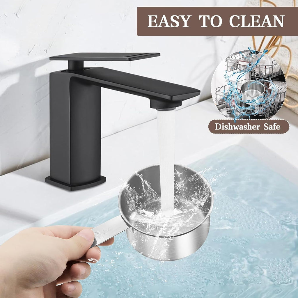 Stainless Steel Measuring Cup, Metal Measuring Cup, Small Measuring Scoops Coffee Scoop with Comfortable Hand for Kitchen Cooking Baking (4, 1 Cup)