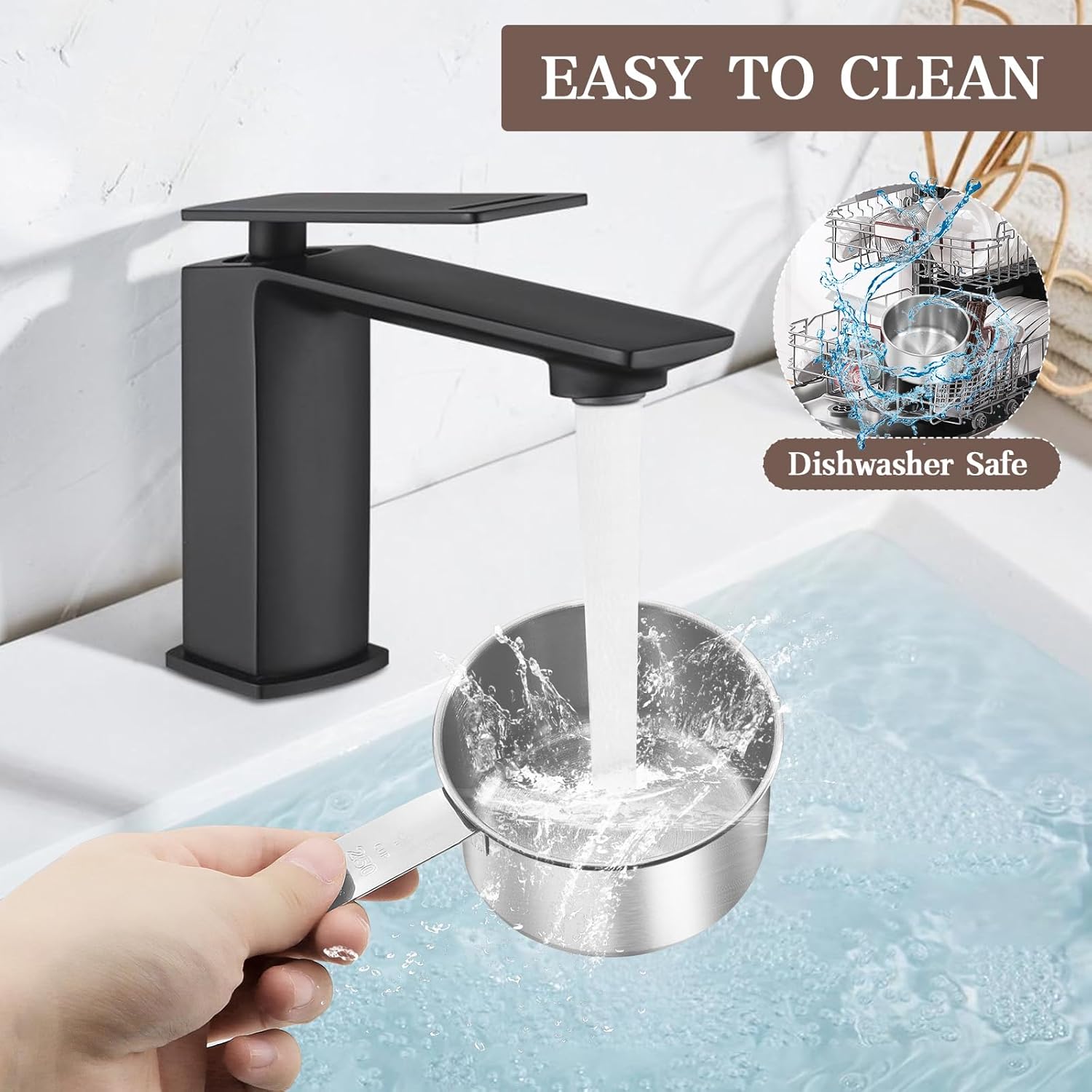 Stainless Steel Measuring Cup, Metal Measuring Cup, Small Measuring Scoops Coffee Scoop with Comfortable Hand for Kitchen Cooking Baking (4, 1 Cup)