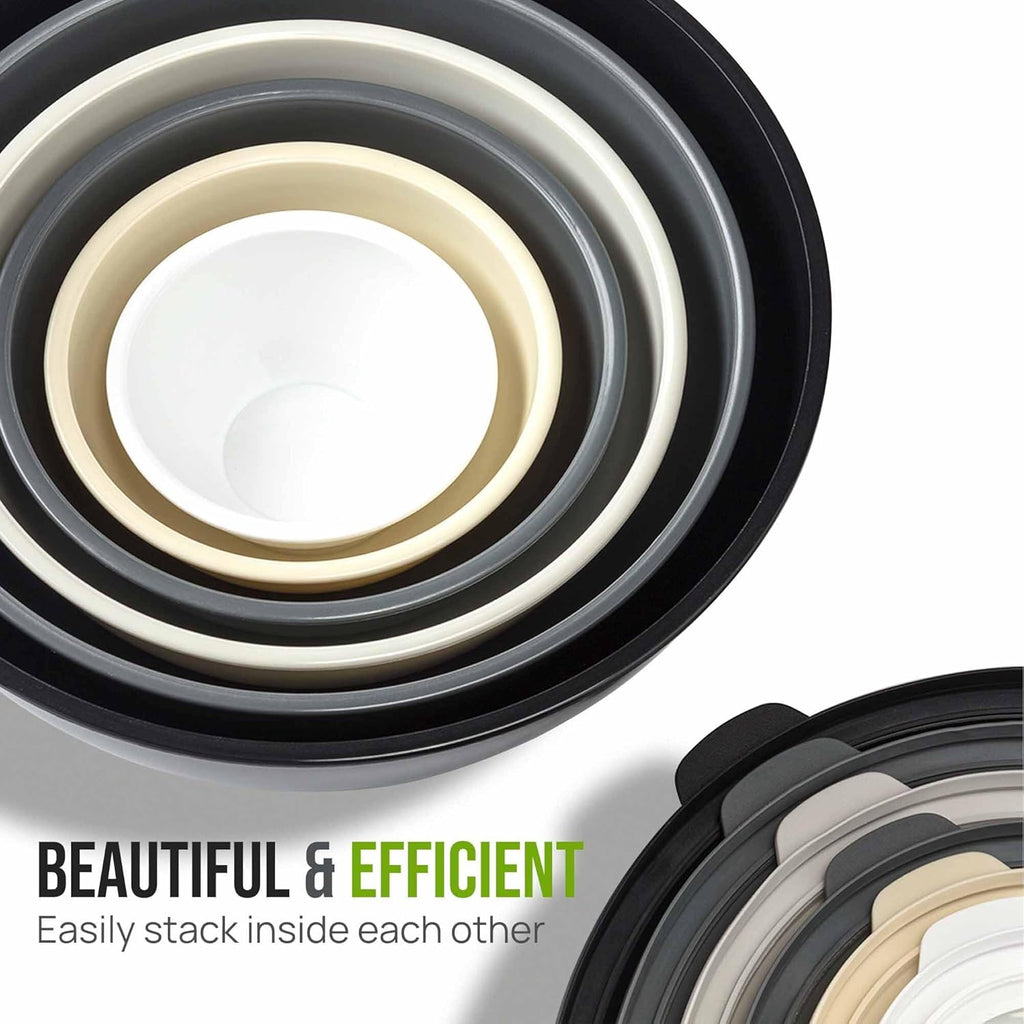 Zulay Kitchen 12 Piece Plastic Mixing Bowls with Leak-Proof Lids Set - Microwave and Freezer Safe Kitchen Mixing Bowls for Preparing, Serving and Storing - Large Nesting Bowls (Midnight Ombre)