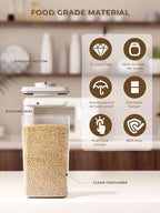 4 Pack Airtight Food Storage Containers with One-Hand Pop Lid, 4.23Qt Rice & Grain Organizer Set with Measuring Scoop, Stackable BPA-Free Kitchen Pantry Bins for Flour, Rice, Cereal, Pet Food