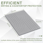 Large Stone Drying Mat for Kitchen Counter, 24" × 16" Diatomite Dish Drying Mat, Quick Dry Stone Mats, Ultra Absorbent Natural Diatomaceous Earth Mats for Dished, Bottles, Dark Grey