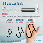 6-Pack Metal S Hooks for Hanging – Heavy-Duty S-Shaped Hook with Safety Buckle – Fits Bars up to 1.2 in – Anti-Drop S-Hooks for Closet, Wardrobes & Storage – White (Large)