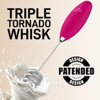 Zulay Kitchen Patented Tornado Triple Whisk Milk Frother with 4 Duracell Batteries – Handheld Foam Maker for Coffee, Lattes, Matcha & Hot Chocolate – Rich, Creamy Froth in Seconds