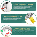 0-100psi Stainless Steel Glycerin Liquid Filled Pressure Gauge1/8 NPT 1.5" Dial, Lower Mount Designed for Pressure Testing of Water, Oil and Air (with Range Mark Pointer)