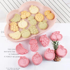 8Pcs Fruit Cookie Cutters Set 3D Plastic Biscuits Mold for Baking, DIY Cake Decor Grape, Banana, Strawberry, Apple Shape Cookie Molds for Party (I8)