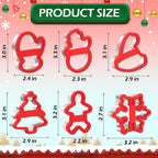 Christmas Cookie Cutters, 6 Pcs Holiday Cookie Cutter with Comfort Grip - Gingerbread Men, Christmas Tree, Snowflake, Santa Hat, Gloves, Snow Man Shapes Cookie Mold for Winter Holiday Party Supplies