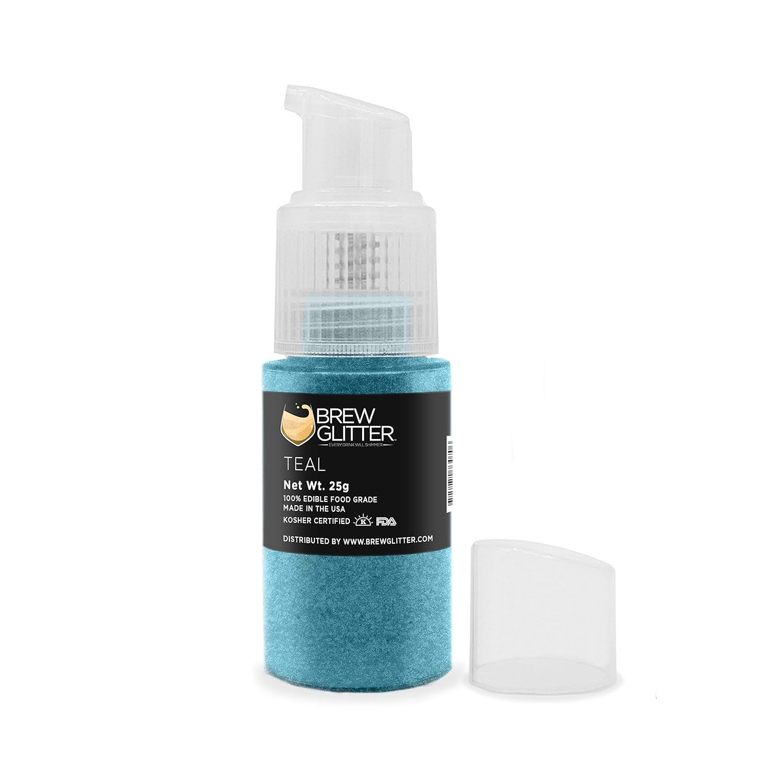 Teal BREW GLITTER Edible Glitter For Drinks, Cocktails, Beer, Garnish Glitter & Beverages | KOSHER & HALAL Certified | 100% Edible & Food Grade | Vegan, Gluten, Nut Free (25g Spray Pump, Teal)