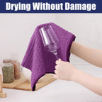 Homaxy Microfiber Waffle Weave Kitchen Dish Cloths, 12 x 12 Inch Ultra Absorbent and Solid Color Dish Towels for Kitchen Fast Drying Dishcloth for Washing Dishes, 6 Pack, Purple