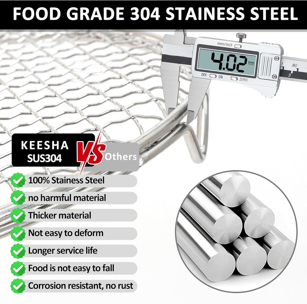 Cooling Racks Set with 2 x Dish Racks, 1 x 12" Basting Cover Dome and 2 x Oil Bottle, Premium 304 Stainless Steel Steamer & Canning Rack for Cooking and Baking