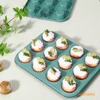 CHEFMADE Mini Muffin Cake Pan, Nonstick 12 Cavity Mini Muffin Bakeware Cupcake Pan for oven Baking（Green）