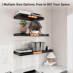 Floating Shelf, Set of 2 Wall Shelf, 24 in W x 12.75 in D x 2 in H Wooden Floating Wall Shelf with Invisible Brackets for Living Room/Bedroom/Bathroom/Kitchen Storage and Decor, Black