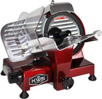 KWS MS-6RT Premium 200w Electric Slicer 7.67-Inch in Red Teflon Blade, Frozen Meat Deli Meat Cheese Food Slicer Low Noises Commercial and Home Use