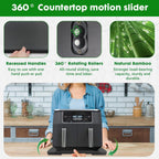 Appliance Slider 360° Rolling Tray for Coffee Maker Bamboo Coffee Pot Slider Tray for Countertop Rotation Sliding Tray with Wheels, Appliances Mat Easily from Under The Cabinet Black(15.7"×13")