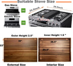 Acacia Noodle Board Stove Cover with Wavy Handles, Wooden Stove Top Cover for Gas Burners & Electric Stove, Stovetop Cutting Board with Juice Grooves, Serving Tray 30"L x 22"W x 2.5"H