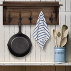 HBCY Creations Rustic Brown Solid Wood Wall Mounted Coat Rack with Shelf, 5 Hooks, 24" Long - Kitchen, Mudroom, Entryway, Bathroom - Includes Mounting Hardware, Coat Hanger, Dog Leash Hooks