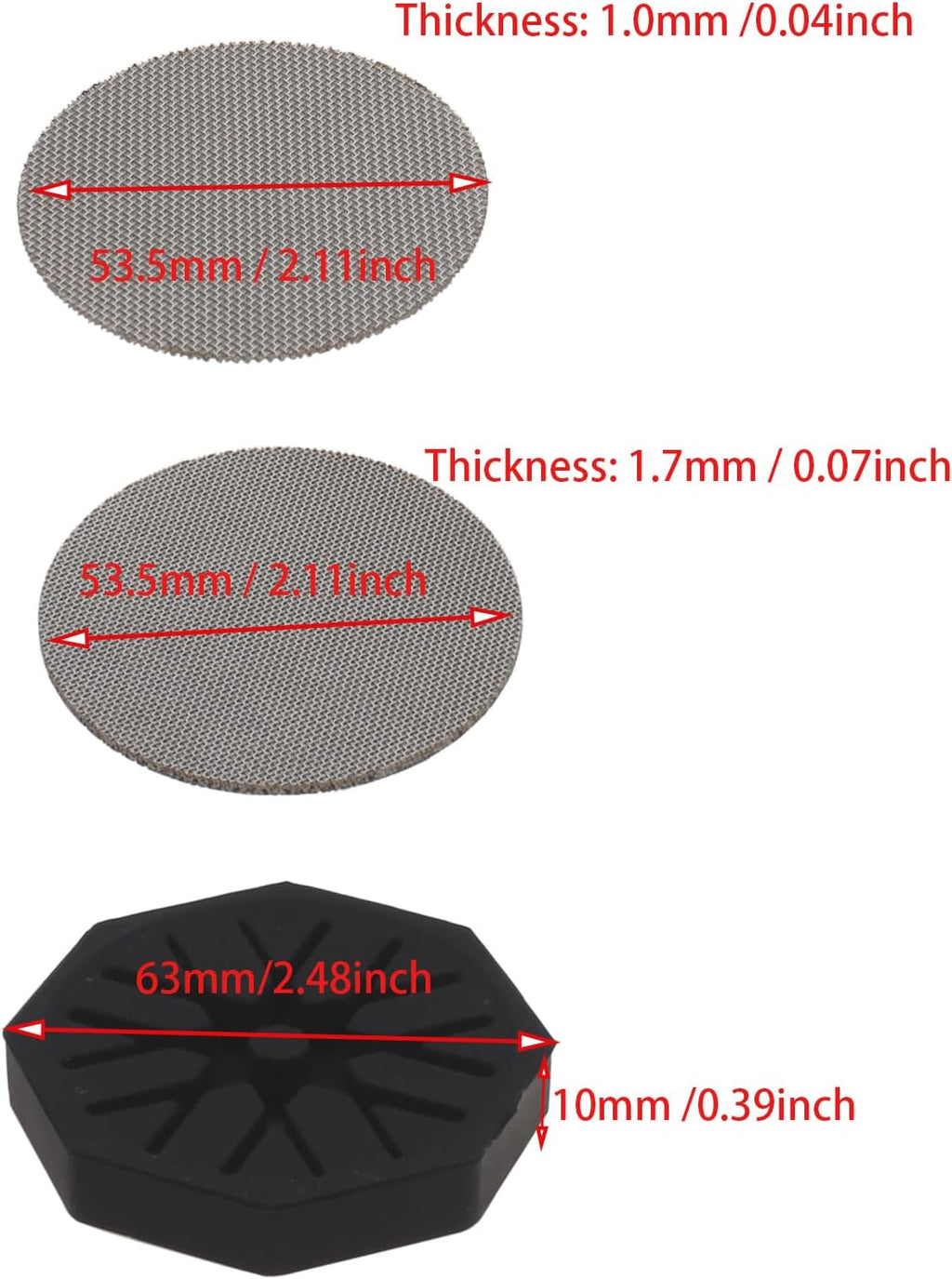 53.5mm Puck Screen Stainless Steel Espresso Puck Screen Coffee Filter Mesh with Silicone Holder Compatible with Espresso Machine 54mm Portafilter Basket (2pcs)