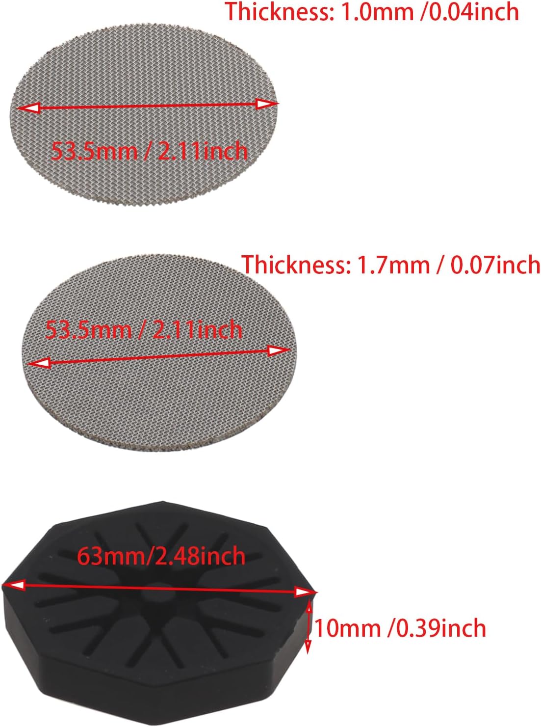 53.5mm Puck Screen Stainless Steel Espresso Puck Screen Coffee Filter Mesh with Silicone Holder Compatible with Espresso Machine 54mm Portafilter Basket (2pcs)