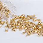 Twisweet Gold Pearl Star Rods Sprinkles for Cake Decorating, Edible Sugar Pearls for Baking, Mix Size Cake Topper Ice Cream Cupcake Cookie Dessert Decorations, Wedding Valentines Birthday Christmas Easter Mother's Day Supplies (130g/4.58oz)