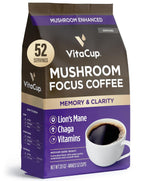 VitaCup Focus Mushroom Coffee Grounds, with Lions Mane, Chaga, B Vitamins, D3, Boost Focus, Immunity, Memory & Clarity, Medium Dark Roast, 100% Arabica Specialty, 20oz, 52 Servings