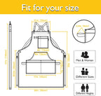 Kitchen Apron, Work Apron, Canvas, Multiple Pockets, Gardening, Painting, BBQ, Artist, Carpenter, Sizes M to XXL, Yellow