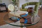 Generic Wood Coaster Set for Drinks | Handmade with Dark Walnut & Natural Wood Sealant Finish for Water Resistance, Easy Cleaning & No Stains | Epoxy Resin River (4 Pieces) (Blue)