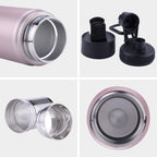 Infuser Travel Mug with Removable loose leaf Tea Strainer Bottle 18/8 Stainless Steel Insulated Tumbler for Women Rosegold