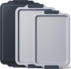 BRONYPRO Non Stick Ceramic Baking Sheet Pan Set of 3, Natural Non Toxic Cookie Sheets for Baking - PFOA, PTFE Free, Aluminized Steel Oven Trays for Cooking with Silicone Handles, Blue Gray