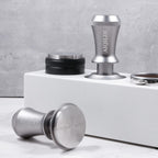 Espresso Tamper, Constant 30lb Coffee Tamper with double Calibrated Spring Loaded, Stainless Steel double spring loaded Coffee Tamper Fits for All Portafilters- Flat Base (53mm, SILVER)