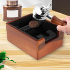 DIBTSA Espresso Knock Box with Tamping Station,Coffee Grounds Pucks Knock Box and portafilter tamper stand,with Removable Rubber Knock Bar and Non-Slip Base